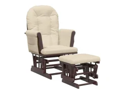 Sillón de lactancia con taburete tela blanco crema