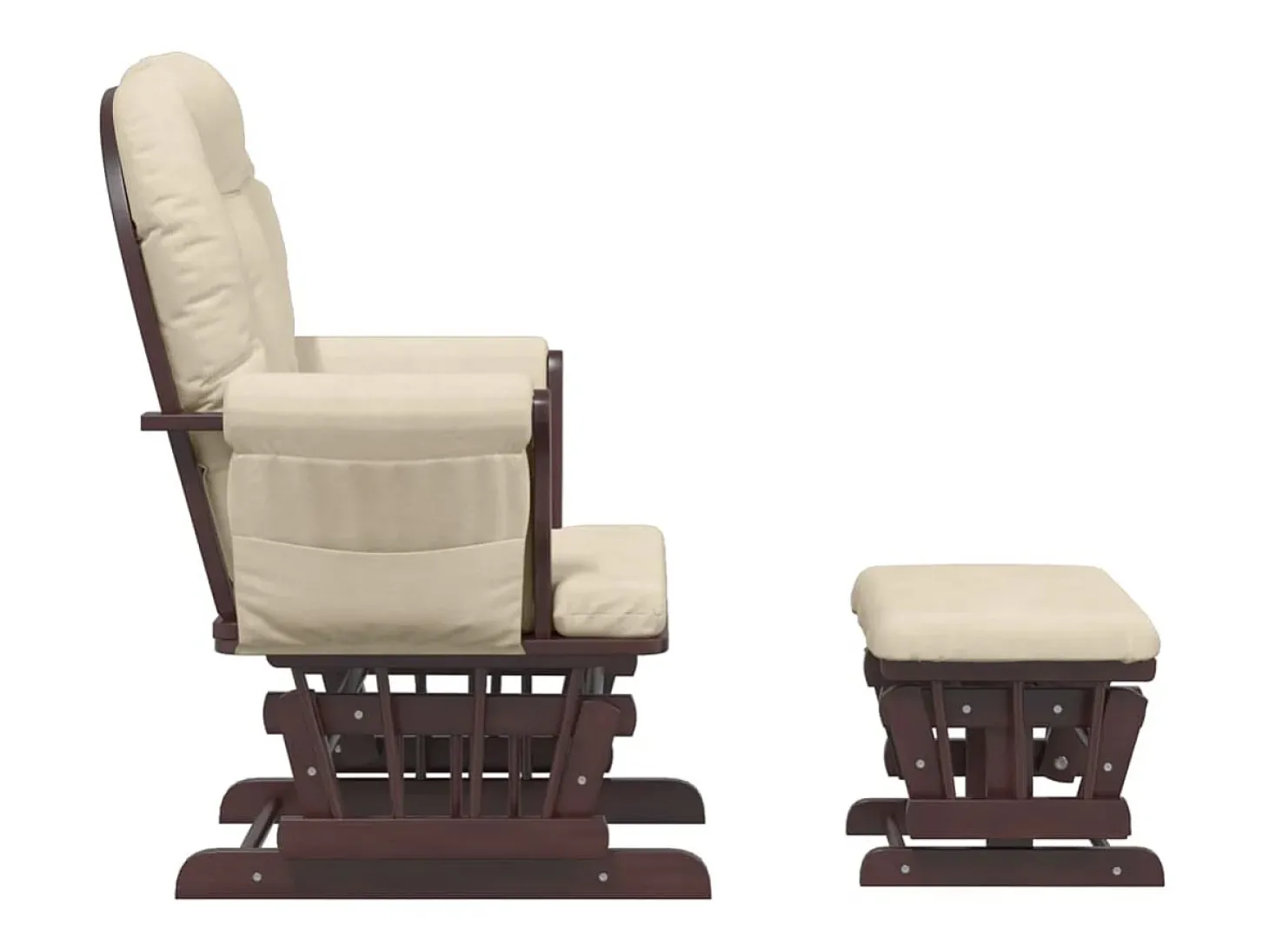 Sillón de lactancia con taburete tela blanco crema