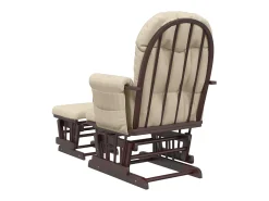 Sillón de lactancia con taburete tela blanco crema