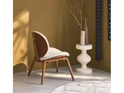 Sillón de madera curvada y borreguito nogal