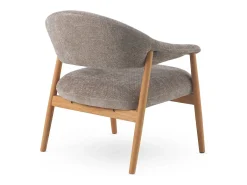 Sillón de madera de roble tapizado en topo