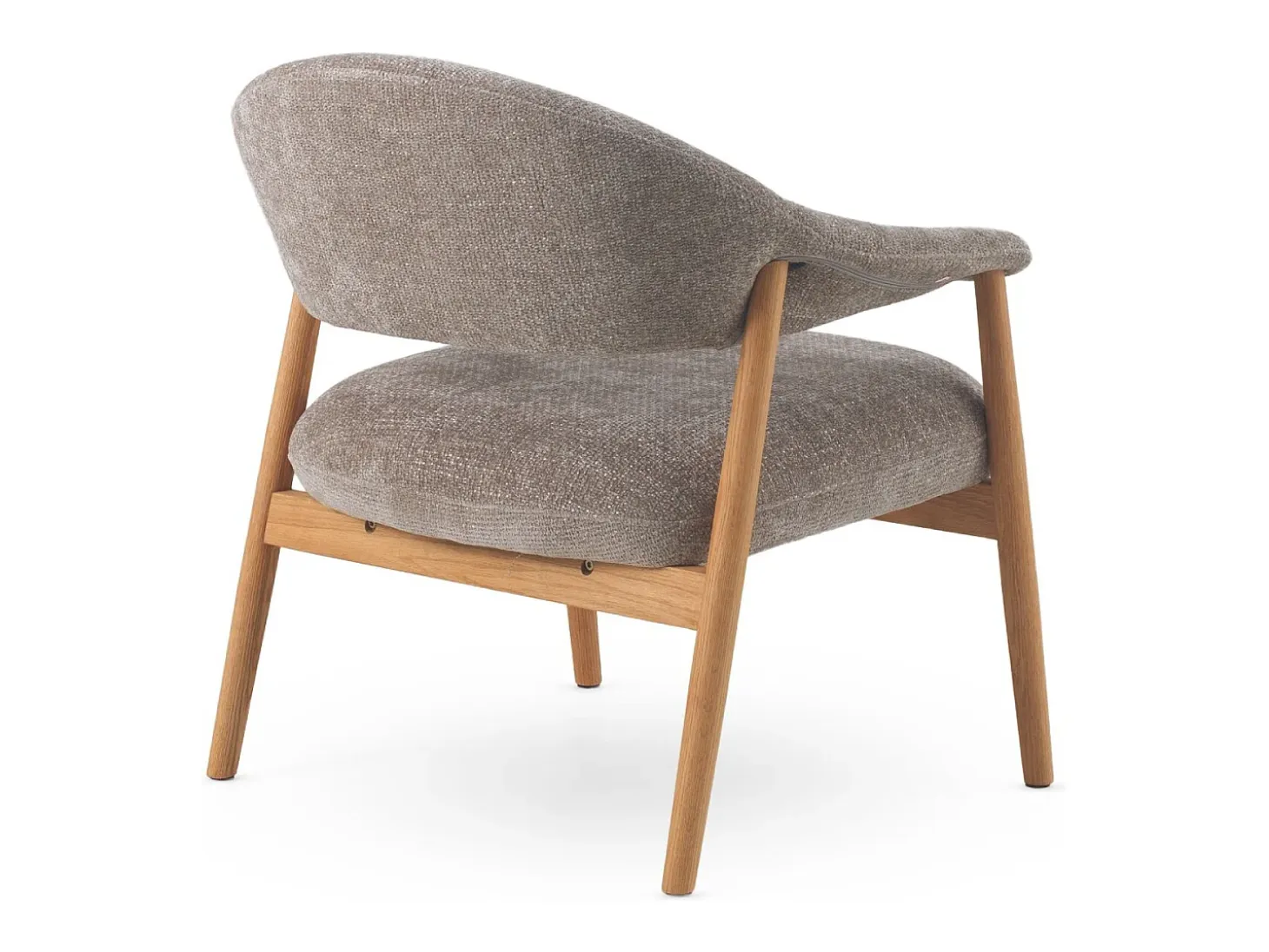 Sillón de madera de roble tapizado en topo