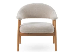 Sillón de madera de roble tapizado en blanco