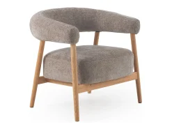 Sillón de madera de roble tapizado en topo