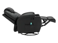 Sillón de masaje de piel sintética - Negro - SILVANO - acupresión y vibraciones