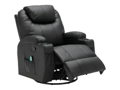 Sillón de masaje de piel sintética - Negro - SILVANO - acupresión y vibraciones