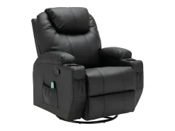 Sillón de masaje de piel sintética - Negro - SILVANO - acupresión y vibraciones