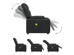 Sillón de masaje reclinable cuero sintético negro