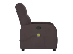 Sillón de masaje reclinable de tela marrón oscuro