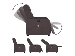 Sillón de masaje reclinable de tela marrón oscuro