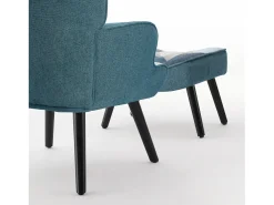 Sillón de orejas, sillón de relajación, sillón, sillón de orejas de patchwork con taburete, sillón de lectura
