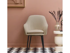 Sillón de pana con patas de metal negro mate beige