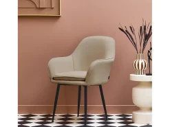 Sillón de pana con patas de metal negro mate beige