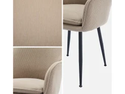 Sillón de pana con patas de metal negro mate beige