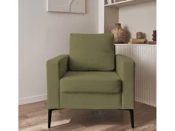 Sillón de pana y patas de metal kaki oscuro