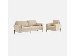 Sillón de pana y patas de metal beige