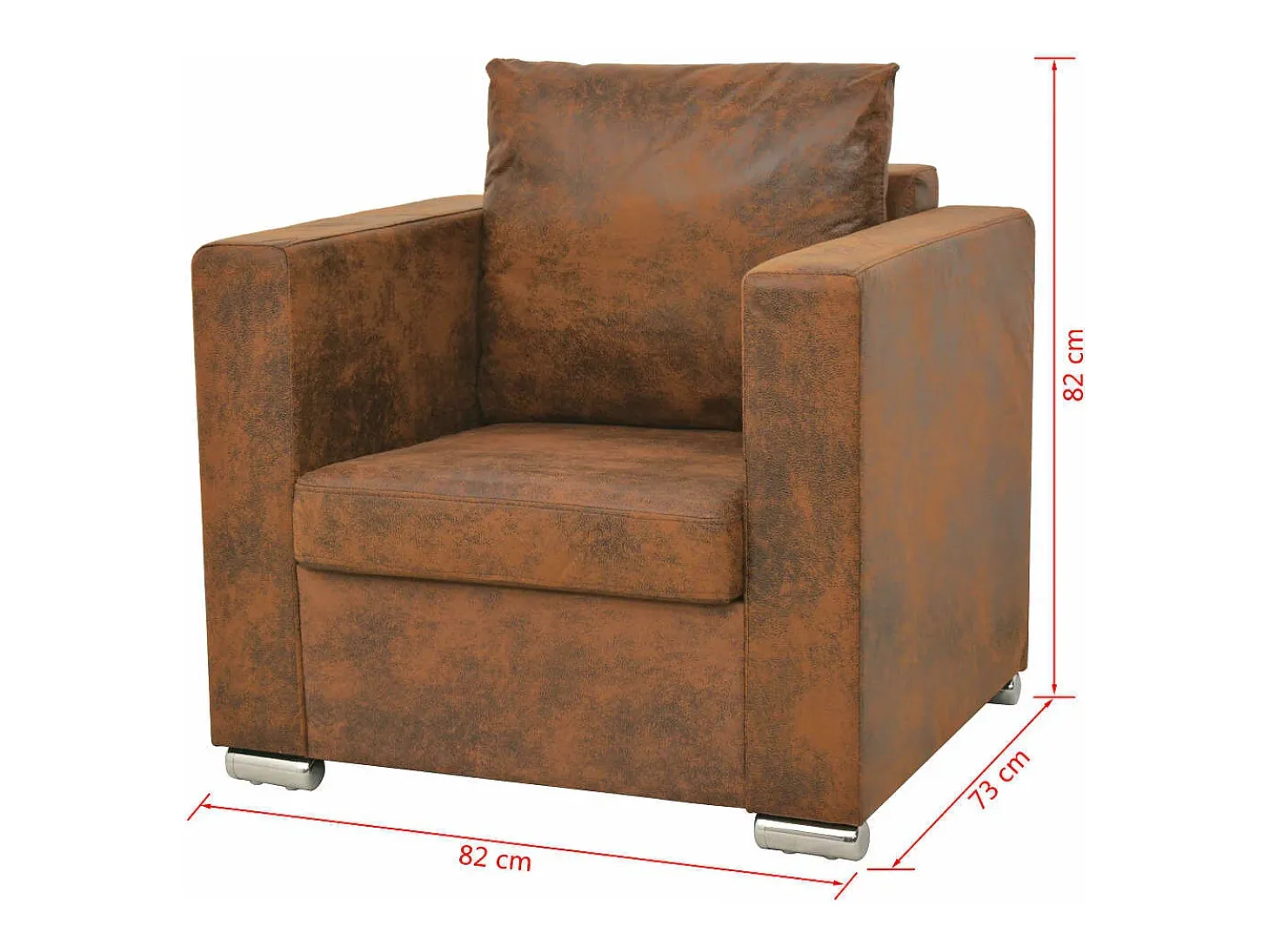 Sillón de piel de ante artificial marrón