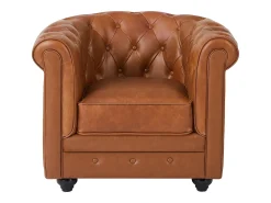 Sillón de piel de búfalo vacuno icónico CHESTERFIELD