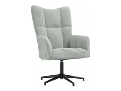 Sillón de relax | Silla de relax con taburete de terciopelo gris claro SHL2257