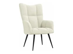 Sillón de relax | Silla de relax con taburete terciopelo blanco crema SHL2114