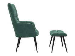 Sillón de relax | Silla de relax con taburete terciopelo verde oscuro SHL6962