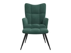 Sillón de relax | Silla de relax con taburete terciopelo verde oscuro SHL6962