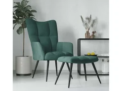Sillón de relax | Silla de relax con taburete terciopelo verde oscuro SHL6962