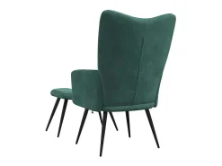 Sillón de relax | Silla de relax con taburete terciopelo verde oscuro SHL6962