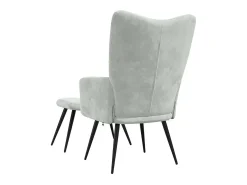 Sillón de relax | Silla de relax con taburete de terciopelo gris claro SHL8721