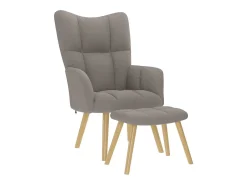 Sillón de relax | Silla de relax con taburete de tela gris taupé SHL3297