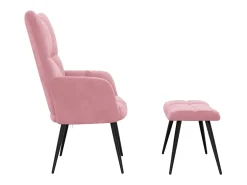 Sillón de relax | Silla de relax con taburete terciopelo rosa SHL4467