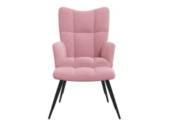 Sillón de relax | Silla de relax con taburete terciopelo rosa SHL4467