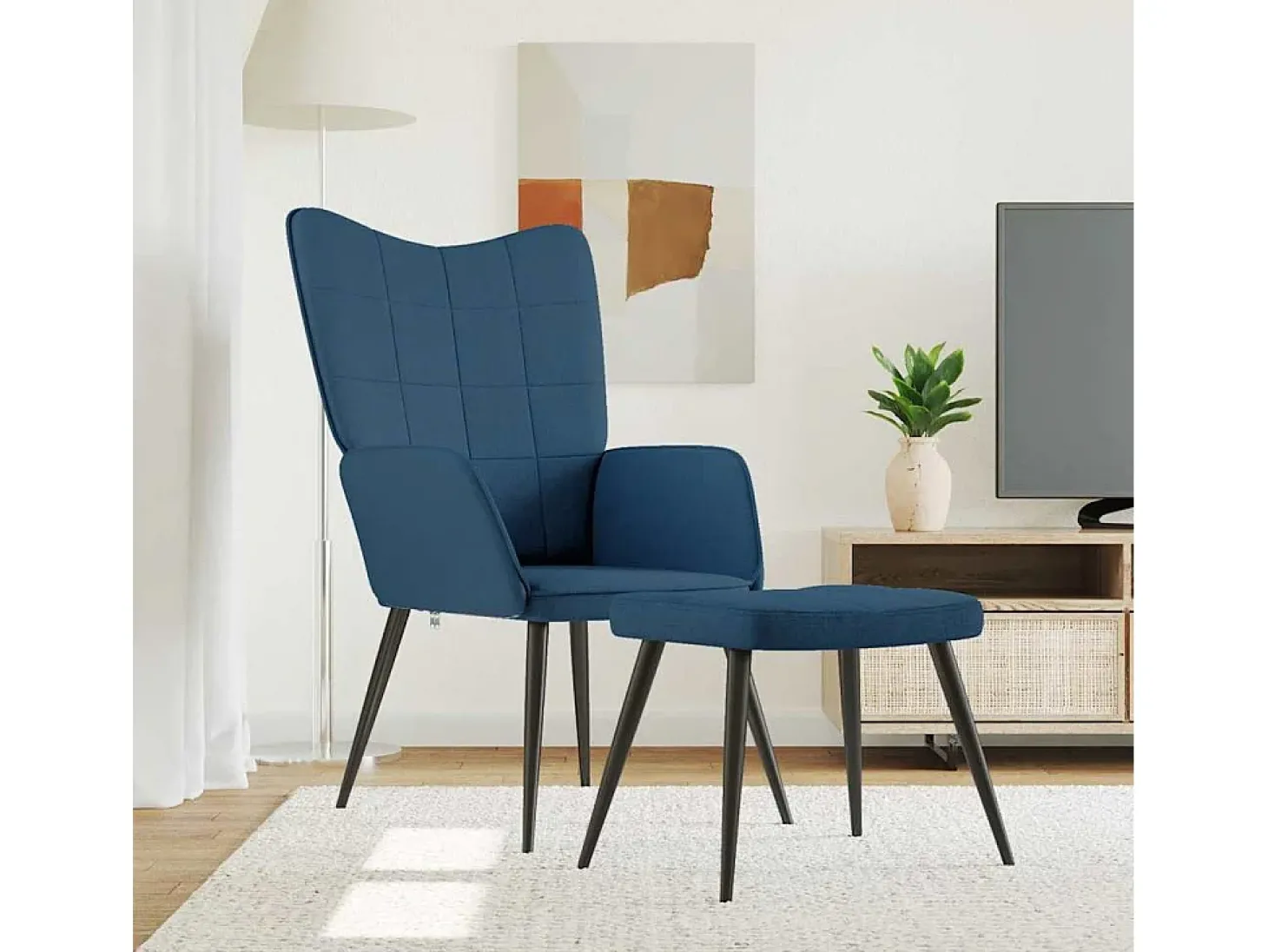 Sillón de relax | Silla de relax con reposapiés tela azul SHL2083