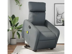 Sillón de relax | Sillón reclinable de masaje de pie cuero artificial gris SHL6225