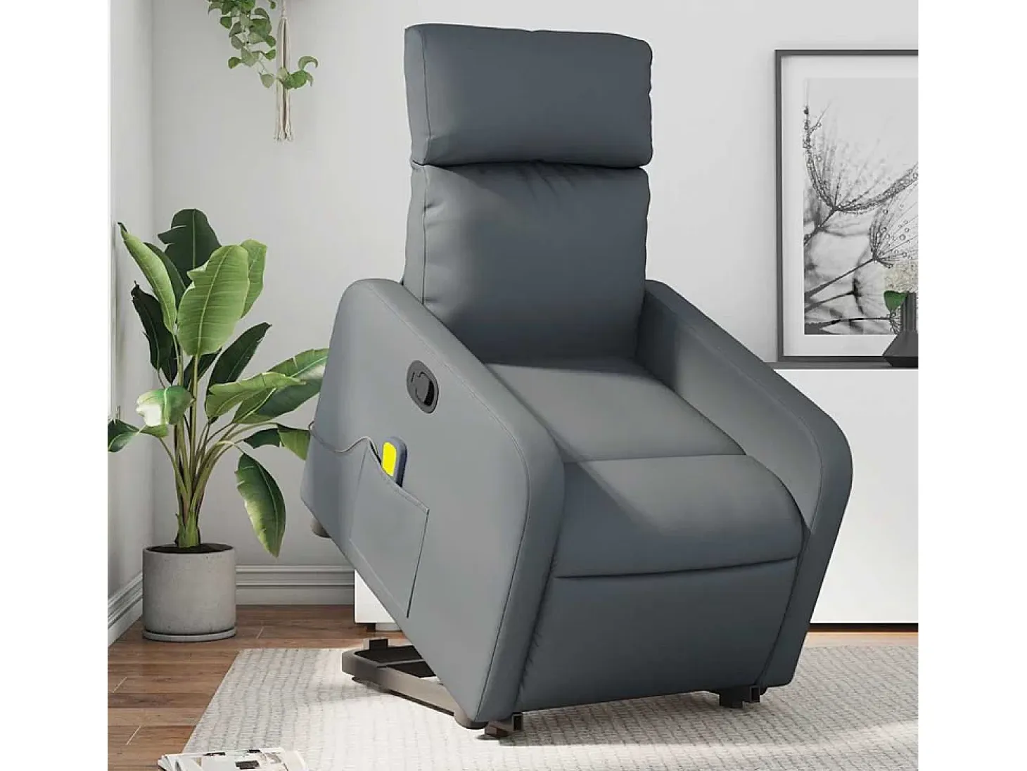 Sillón de relax | Sillón reclinable de masaje de pie cuero artificial gris SHL6225