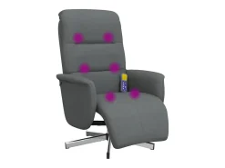 Sillón de relax | Sillón reclinable de masaje con reposapiés tela gris oscuro SHL4573