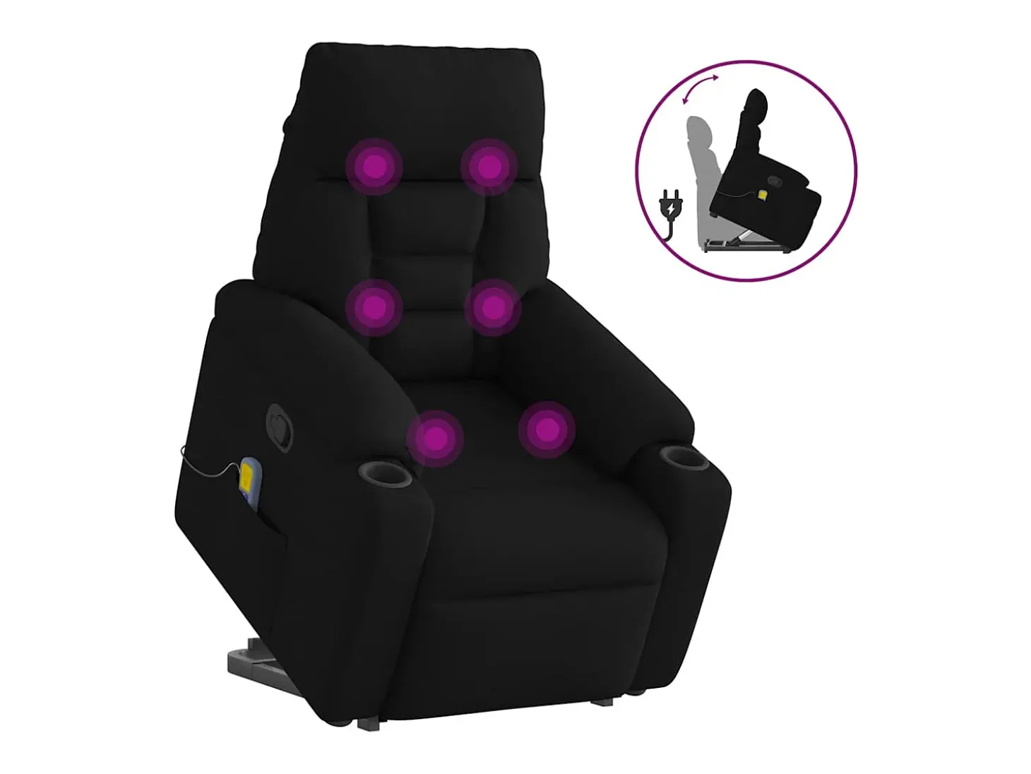 Sillón de relax | Sillón reclinable de masaje elevable tela negro SHL3021