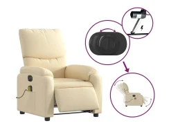 Sillón de relax | Sillón reclinable de masaje eléctrico tela color crema SHL6964