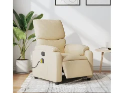 Sillón de relax | Sillón reclinable de masaje eléctrico tela color crema SHL6964
