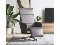 Sillón de relax | Sillón reclinable con reposapiés cuero sintético gris SHL5321