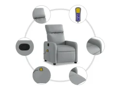 Sillón de relax | Sillón reclinable de masaje de tela gris claro SHL5109