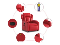 Sillón de relax | Sillón reclinable de masaje de pie cuero artificial rojo SHL3533