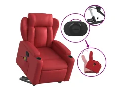 Sillón de relax | Sillón reclinable de masaje de pie cuero artificial rojo SHL3533
