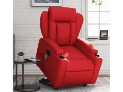 Sillón de relax | Sillón reclinable de masaje de pie cuero artificial rojo SHL3533