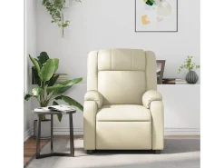 Sillón de relax | Sillón reclinable de masaje cuero sintético crema SHL3380