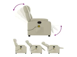 Sillón de relax | Sillón reclinable de masaje cuero sintético crema SHL3380