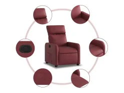 Sillón de relax | Sillón reclinable de cuero sintético rojo tinto SHL6703