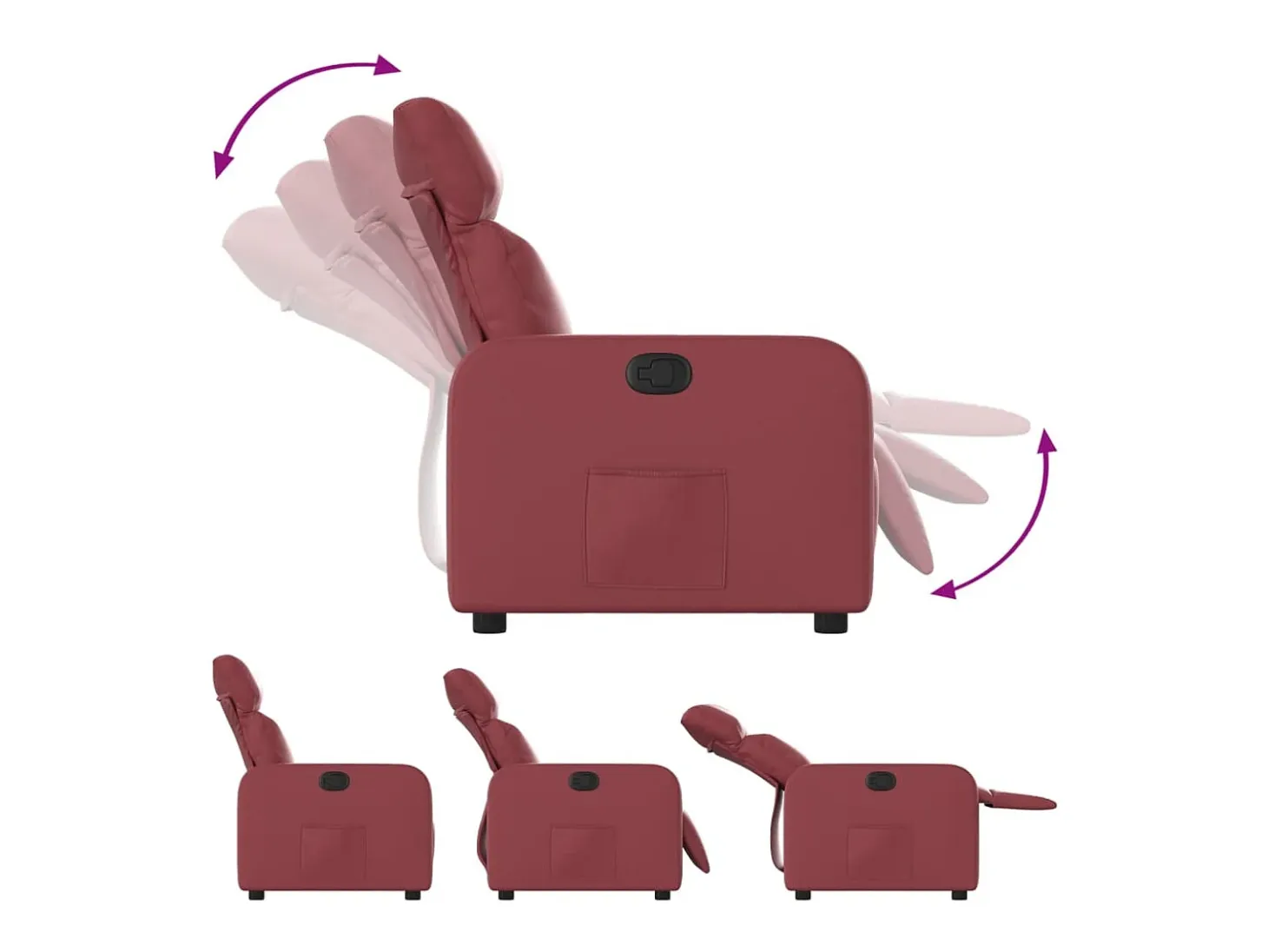 Sillón de relax | Sillón reclinable de cuero sintético rojo tinto SHL6703