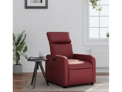 Sillón de relax | Sillón reclinable de cuero sintético rojo tinto SHL6703
