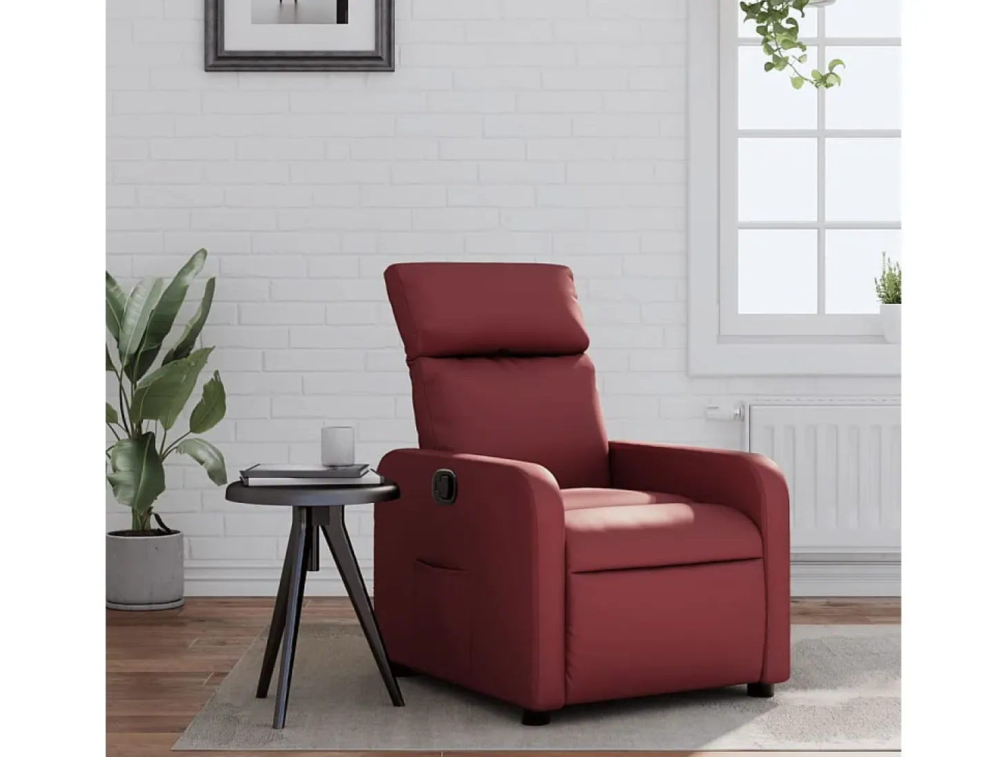 Sillón de relax | Sillón reclinable de cuero sintético rojo tinto SHL6703
